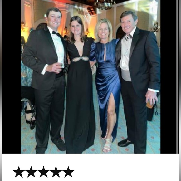 MAC DUGGAL PUFF SLEEVE PLEATED BODICE DRAPED GOWN IN MIDNIGHT BLUE SIZE 14 - Picture 12 of 16